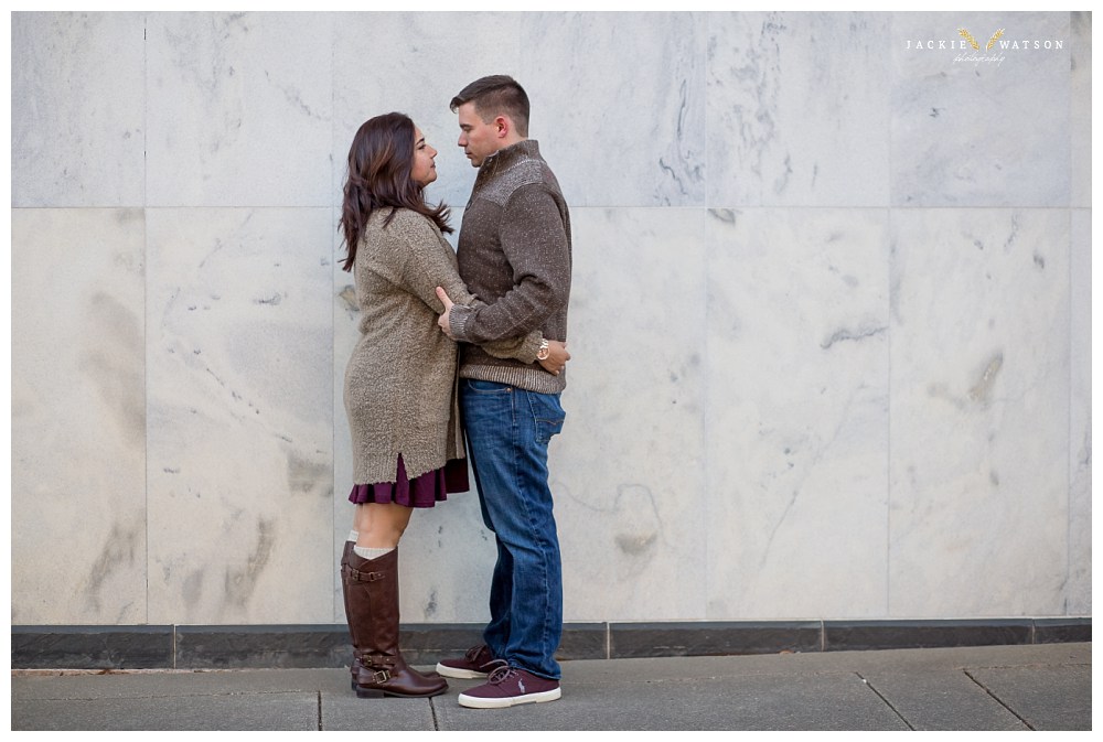 downtown norfolk marble wall engagement