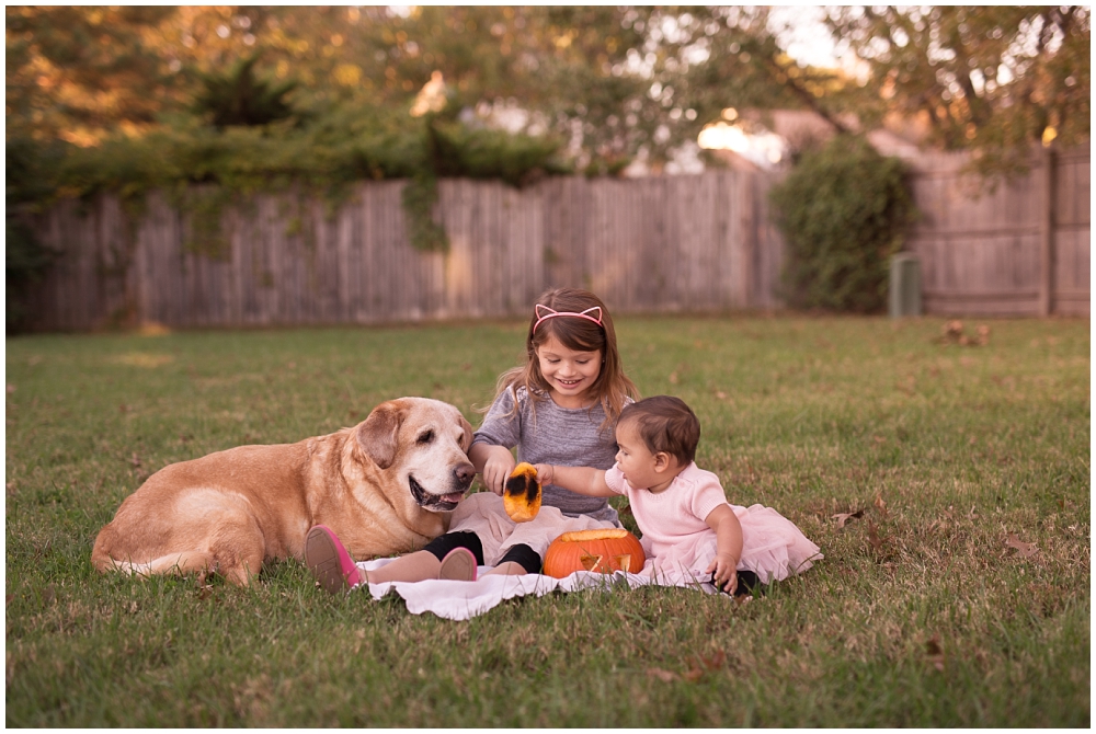 children portraits with dog