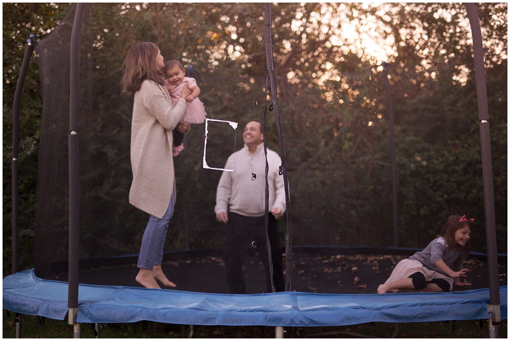family portraits backyard trampoline
